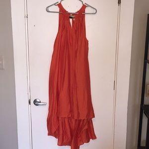 H&M Conscious Cllct: Bright-Orange, Dip-Hem Dress